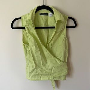Vintage Green Sleeveless Wrap Top